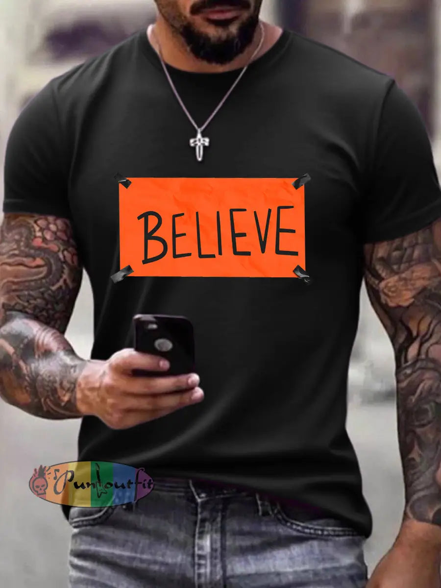 Men’s Believe Print T-shirt Black / S