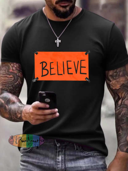Men’s Believe Print T-shirt Black / S