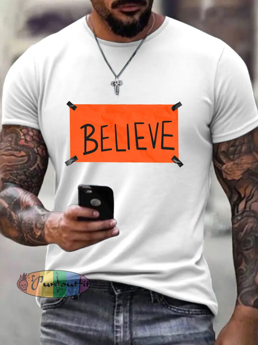 Men’s Believe Print T-shirt White / S