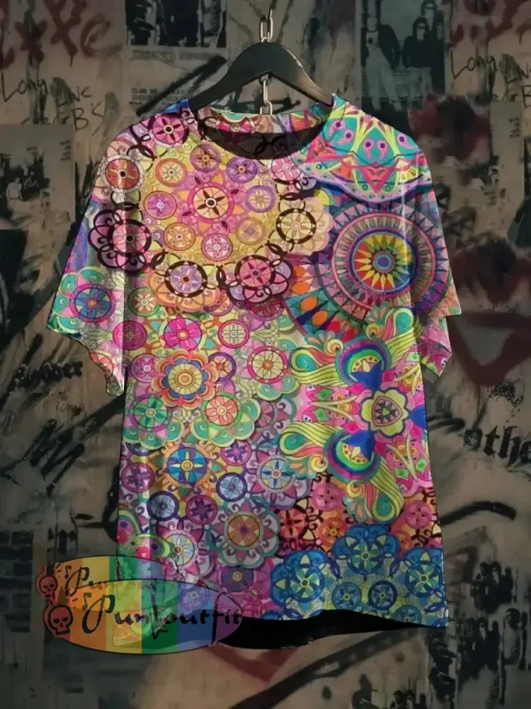 Men’s Bohemian Street Style Print Casual Shirt Long Sleeve T-Shirt / S