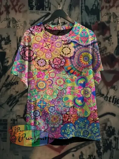 Men’s Bohemian Street Style Print Casual Shirt Long Sleeve T-Shirt / S