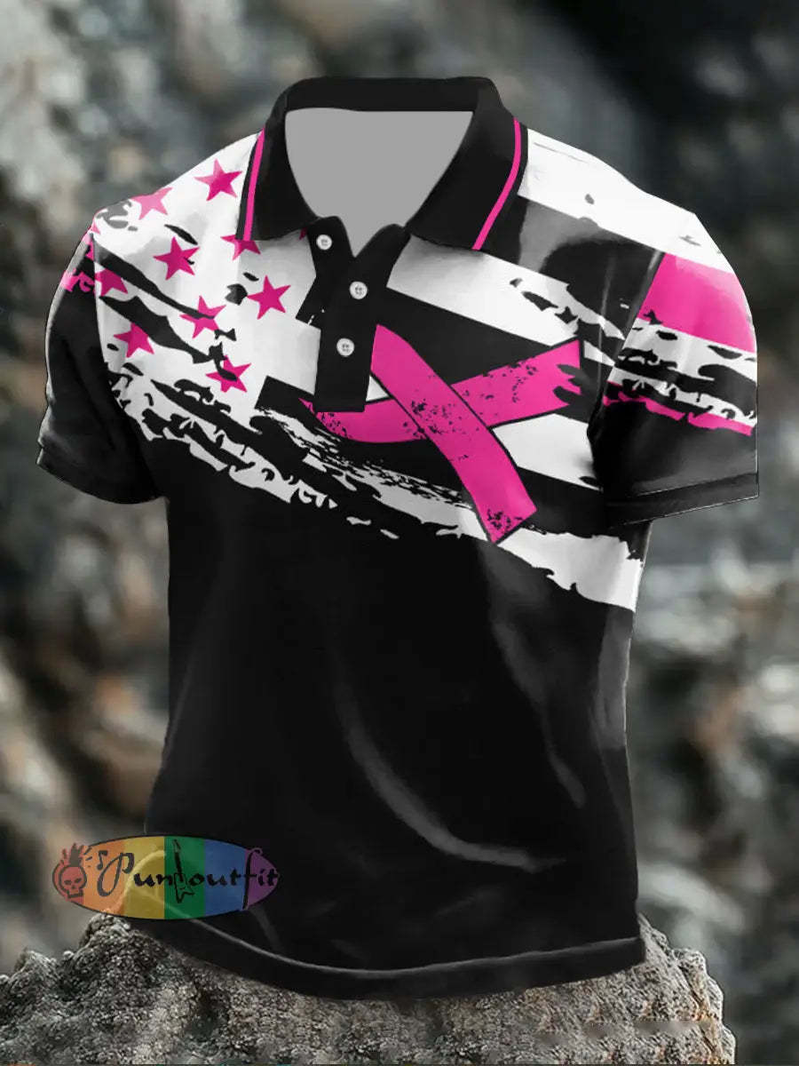 Men’s Breast Cancer Flag Tops As picture / S