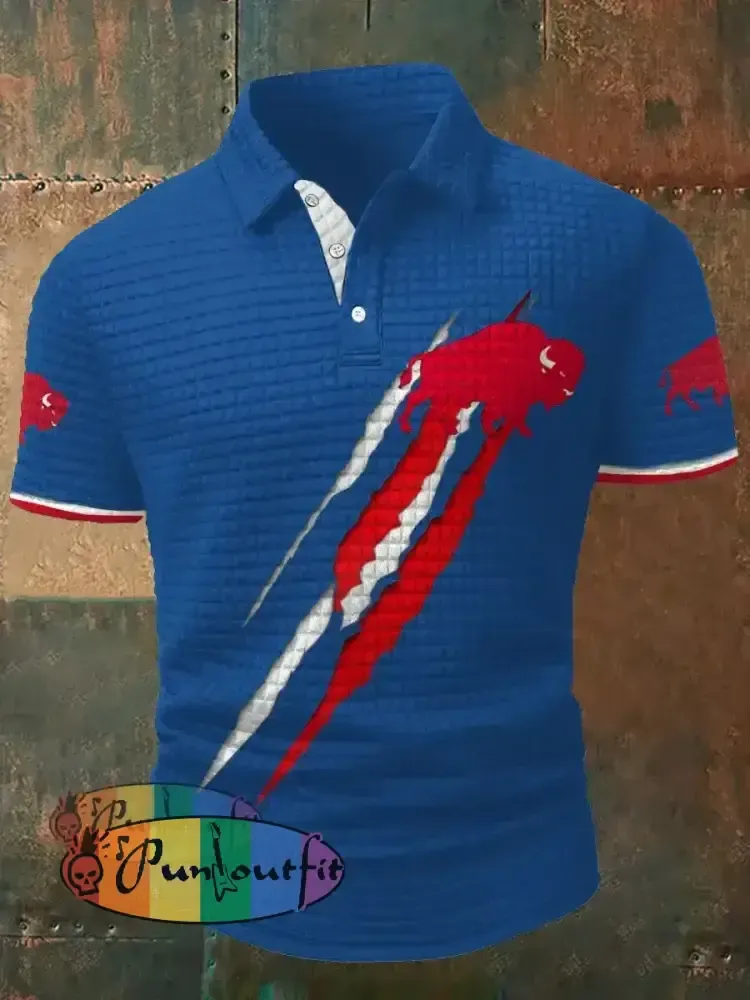 Men’s Buffalo Football Lover Printed Casual Tops Blue / S