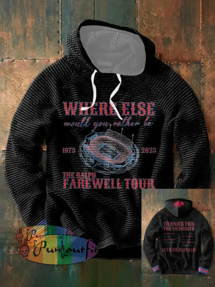 Men’s Buffalo Football Lover Printed Hoodie Black / S