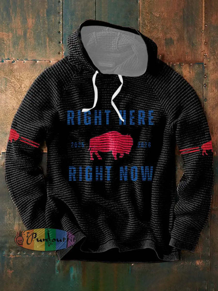 Men’s Buffalo Football Lover Printed Hoodie Black / S