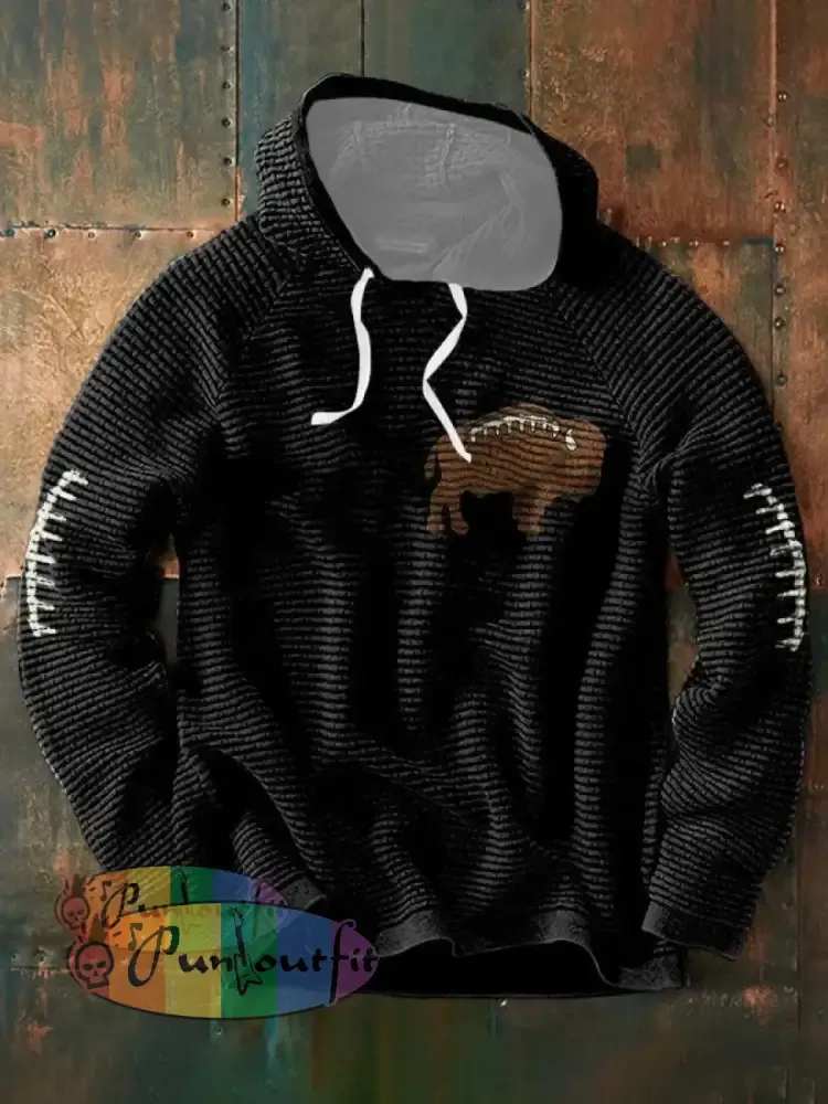 Men’s Buffalo Football Lover Printed Hoodie Black / S