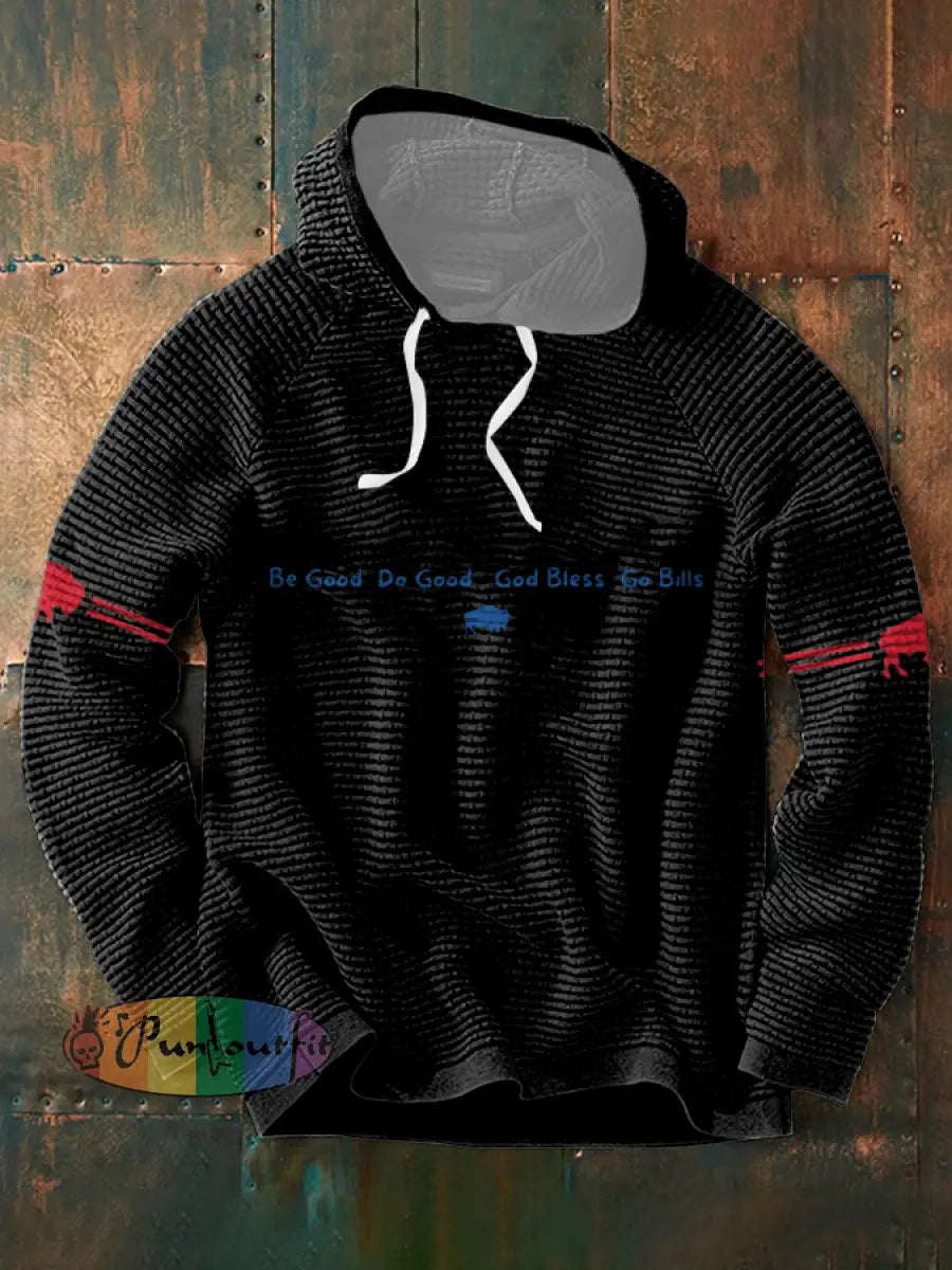 Men’s Buffalo Football Lover Printed Hoodie Black / S
