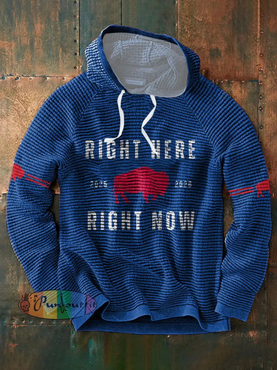 Men’s Buffalo Football Lover Printed Hoodie Blue / S