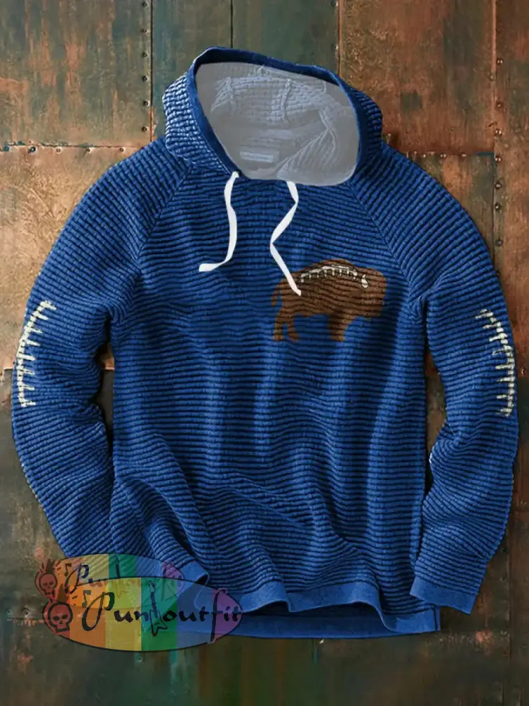 Men’s Buffalo Football Lover Printed Hoodie Blue / S
