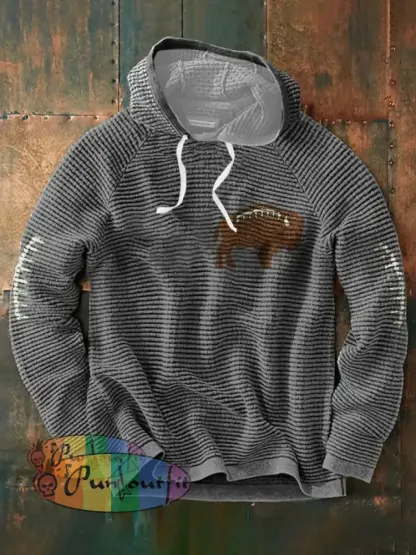 Men’s Buffalo Football Lover Printed Hoodie Light Gray / S