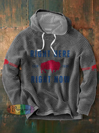 Men’s Buffalo Football Lover Printed Hoodie Light Gray / S
