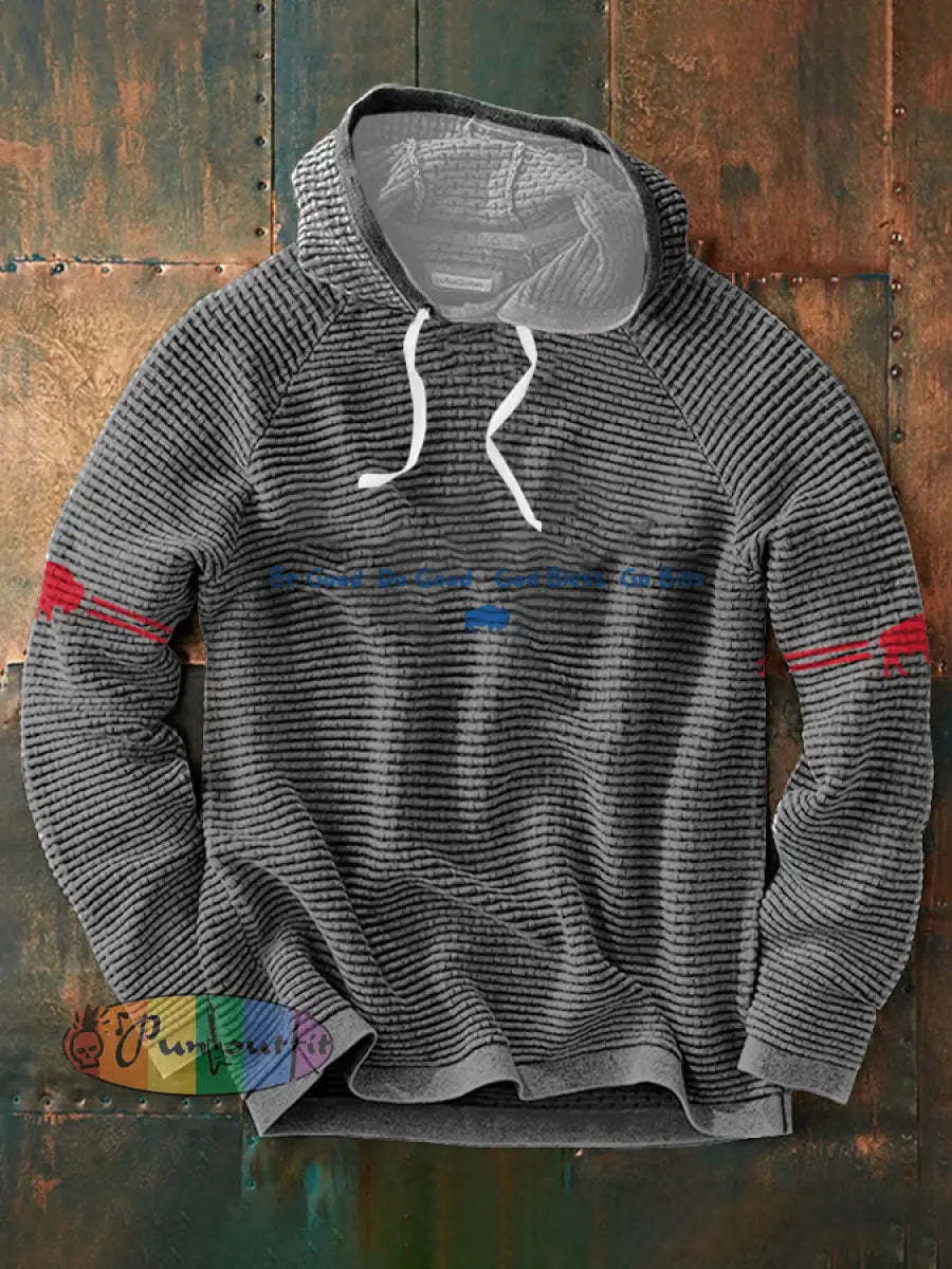Men’s Buffalo Football Lover Printed Hoodie Light Gray / S