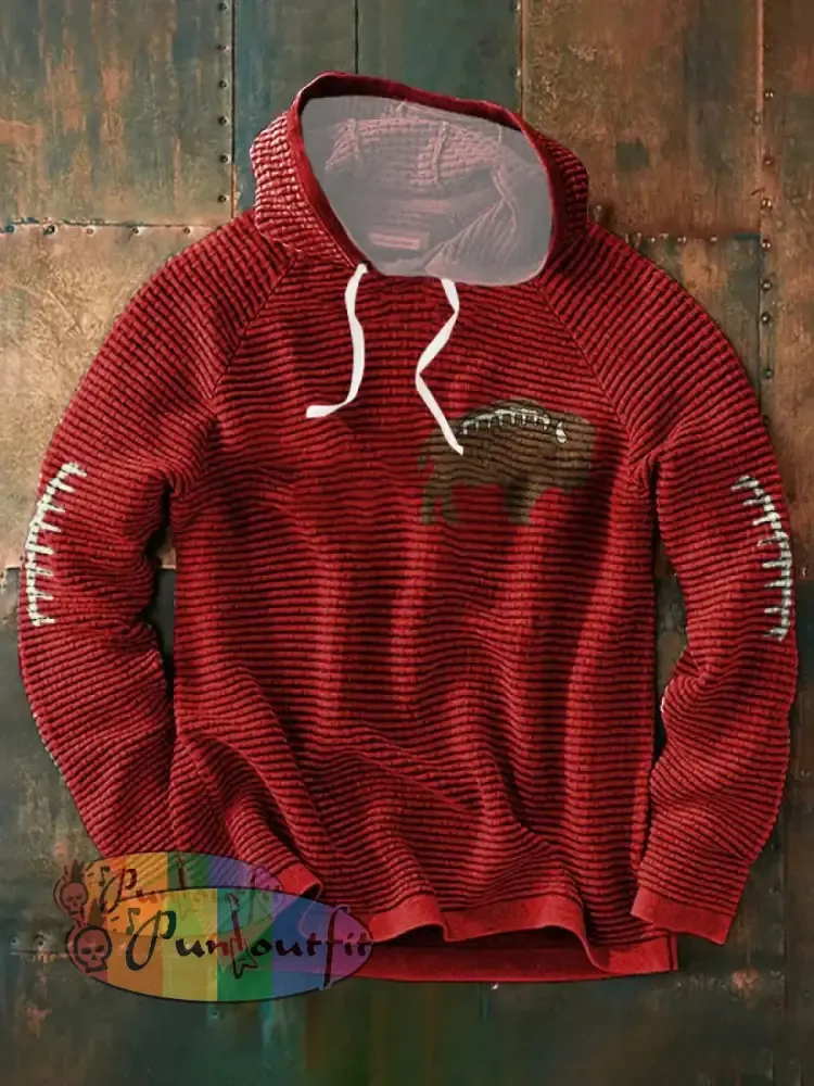 Men’s Buffalo Football Lover Printed Hoodie Red / S