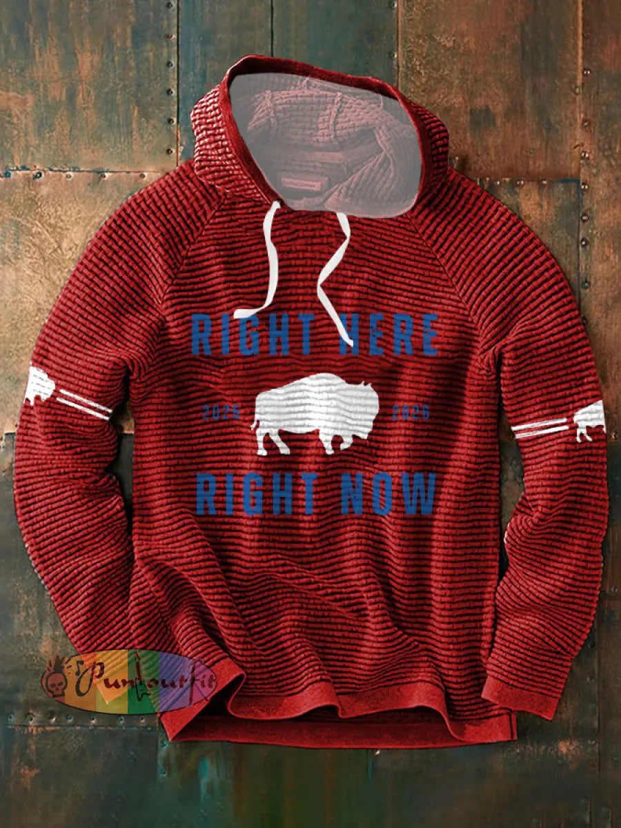 Men’s Buffalo Football Lover Printed Hoodie Red / S