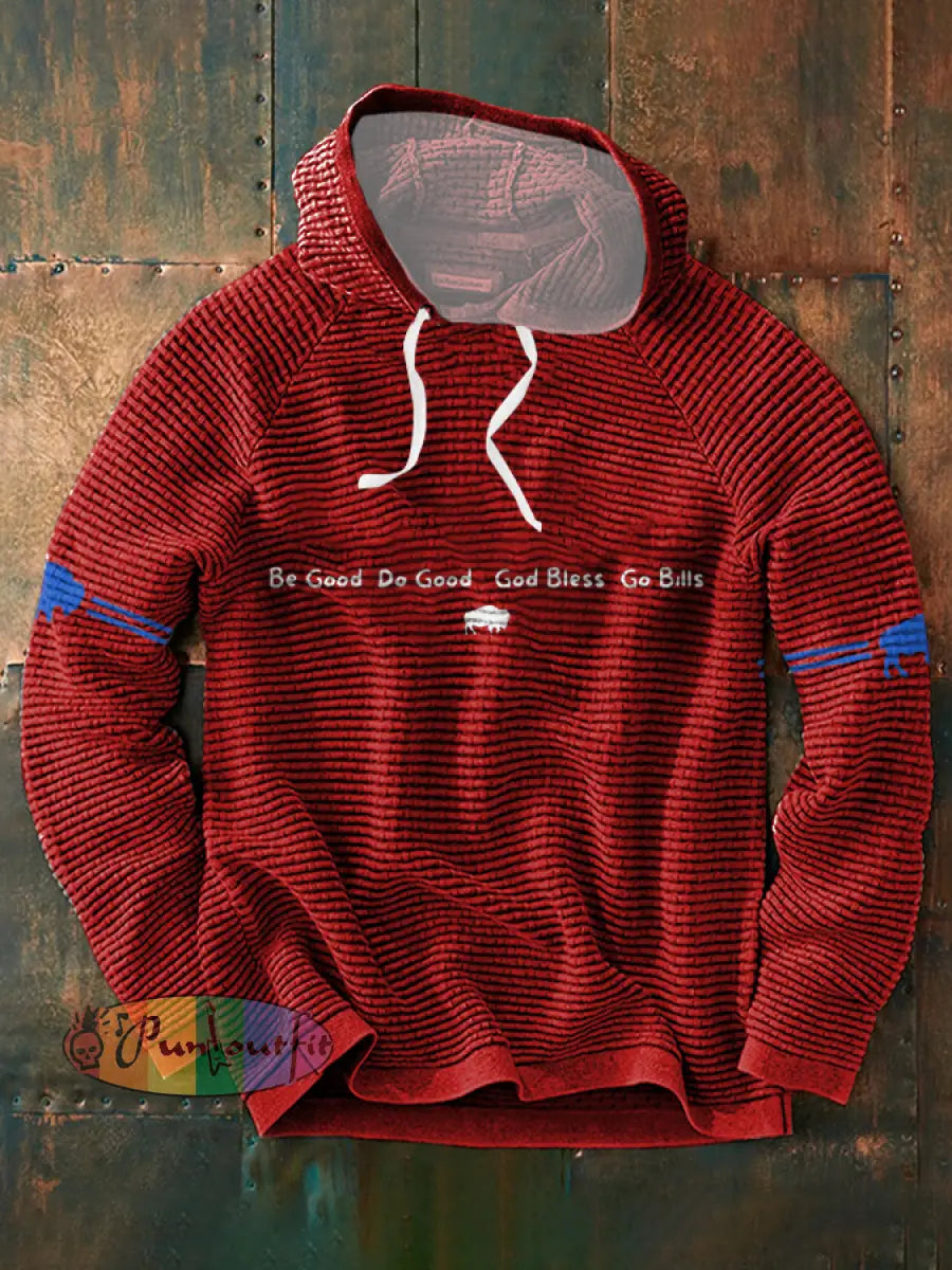 Men’s Buffalo Football Lover Printed Hoodie Red / S