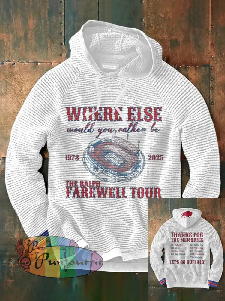 Men’s Buffalo Football Lover Printed Hoodie White / S