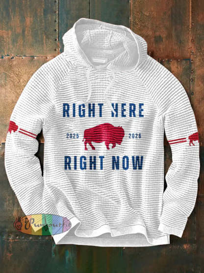 Men’s Buffalo Football Lover Printed Hoodie White / S