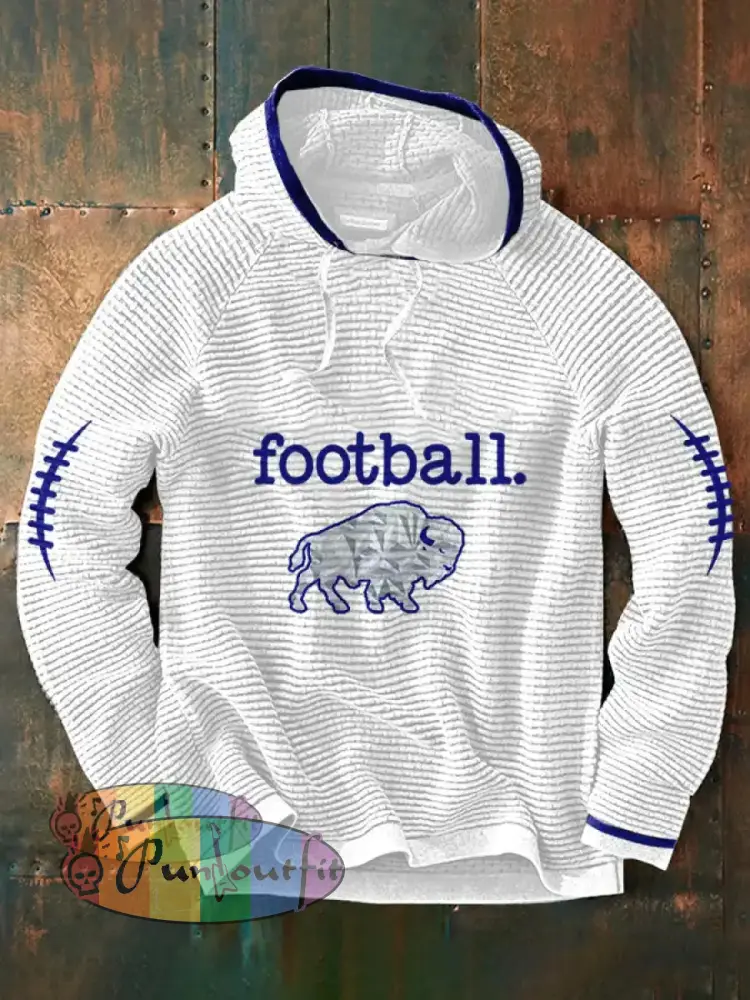 Men’s Buffalo Football Lover Printed Hoodie White / S