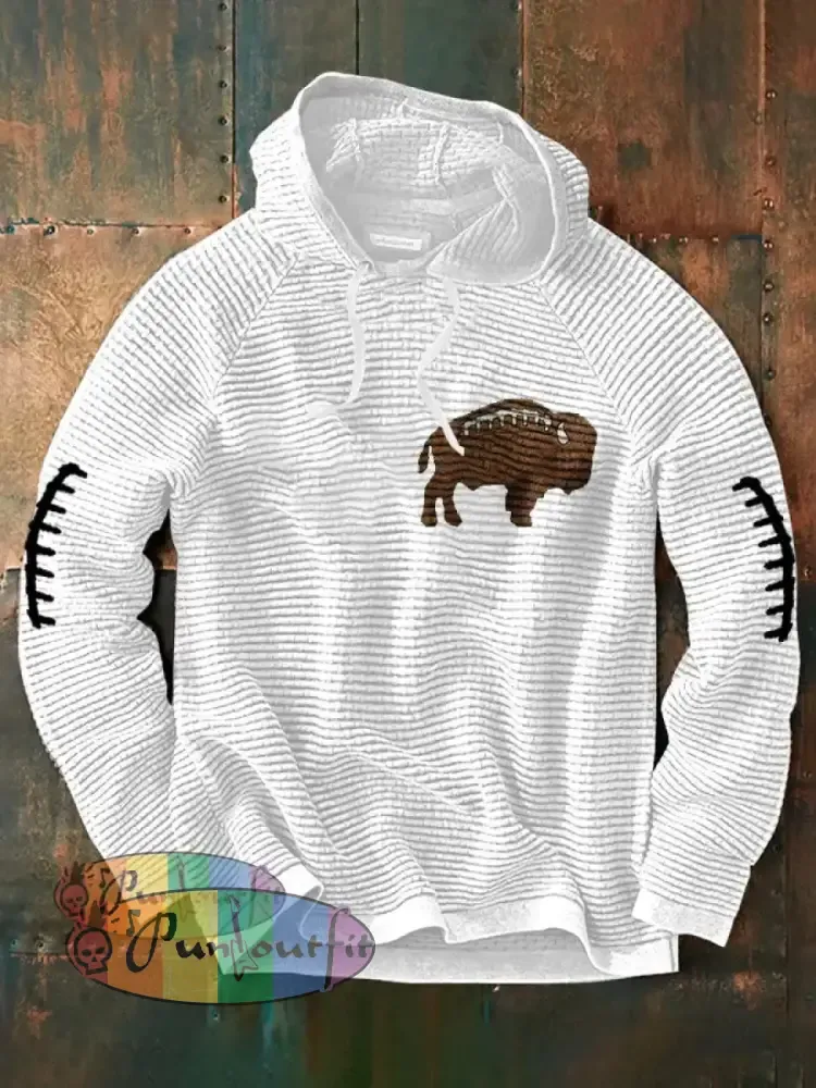 Men’s Buffalo Football Lover Printed Hoodie White / S