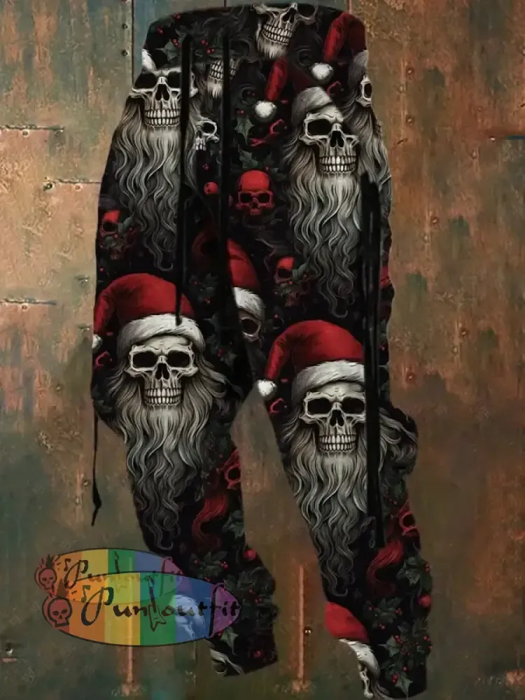 Men’s Christmas Skull Print Sweatpants As Shown / S Shorts