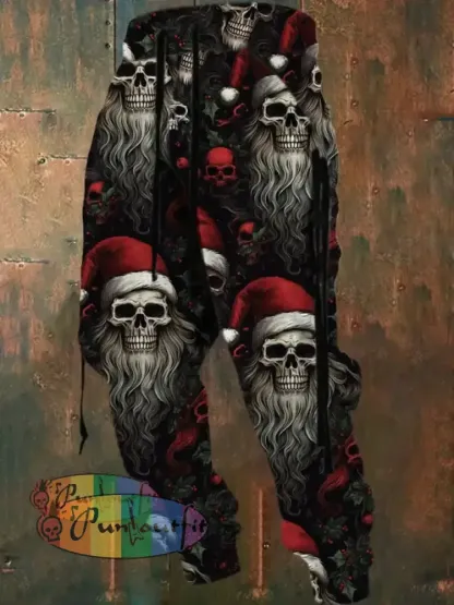 Men’s Christmas Skull Print Sweatpants As Shown / S Shorts