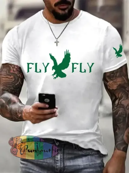 Men’s Fly Eagles Fly Football Fans Lovers Gameday Casual Tee White / S
