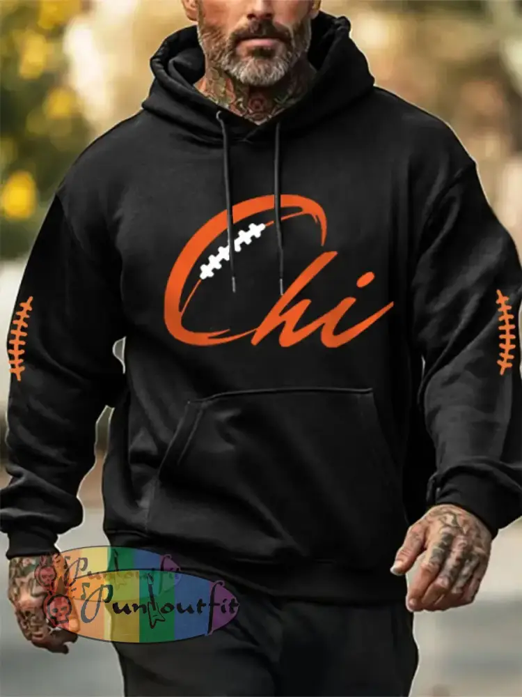 Men’s Football Fans Lovers Gameday Casual Hoodie Black / S