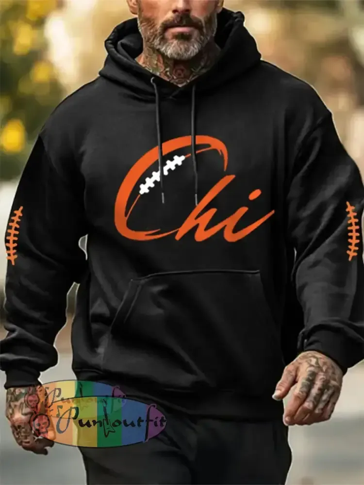 Men’s Football Fans Lovers Gameday Casual Hoodie Black / S