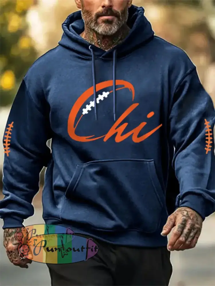 Men’s Football Fans Lovers Gameday Casual Hoodie Blue / S