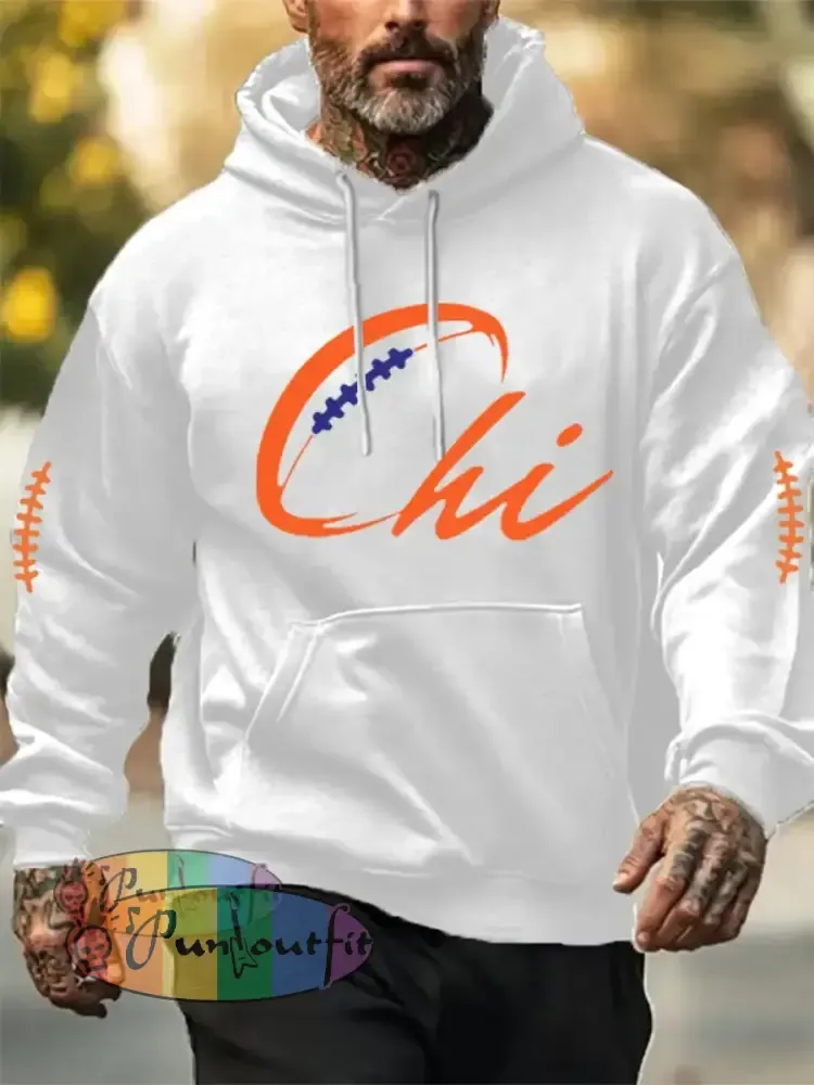 Men’s Football Fans Lovers Gameday Casual Hoodie White / S