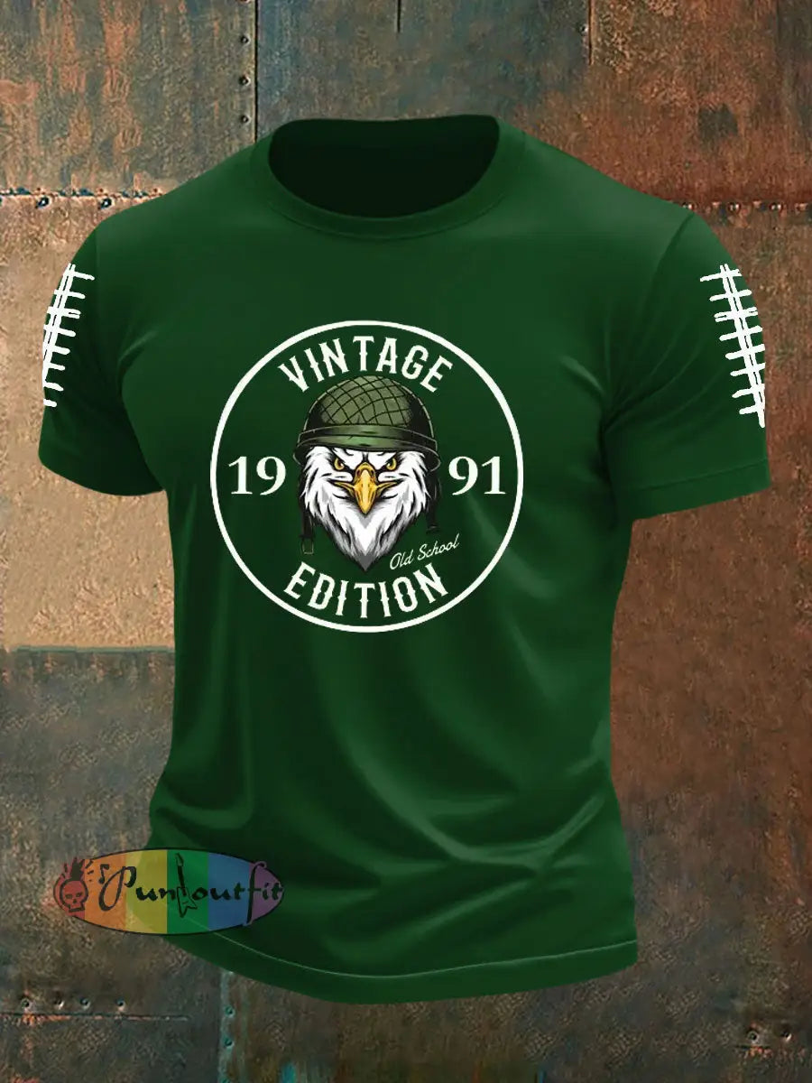 Men’s Football Fans Lovers Gameday Casual imitation cotton short sleeved T shirt Dark Green / S