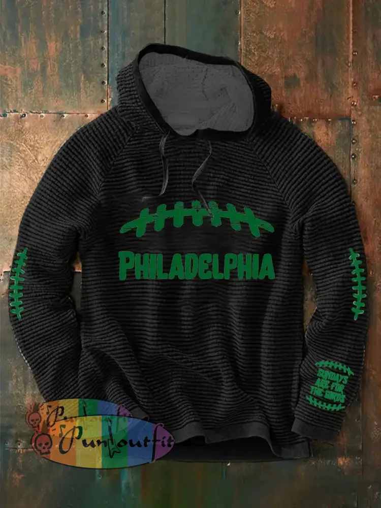 Men’s Football Fans Lovers Gameday Casual Long Sleeve French Terry Hoodie Black / S