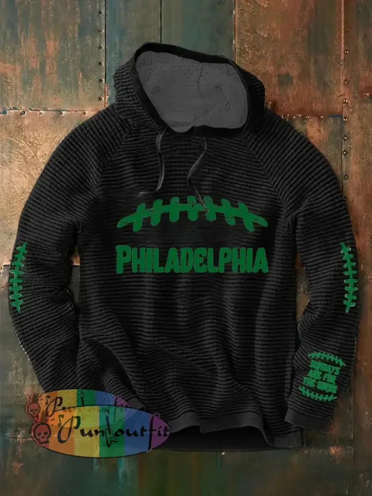 Men’s Football Fans Lovers Gameday Casual Long Sleeve French Terry Hoodie Black / S