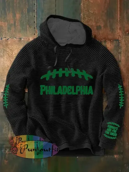 Men’s Football Fans Lovers Gameday Casual Long Sleeve French Terry Hoodie Black / S