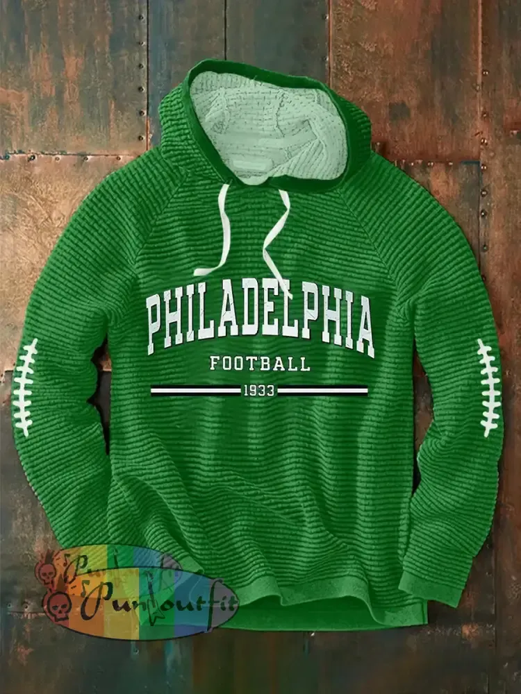 Men’s Football Fans Lovers Gameday Casual Long Sleeve French Terry Hoodie Green / S
