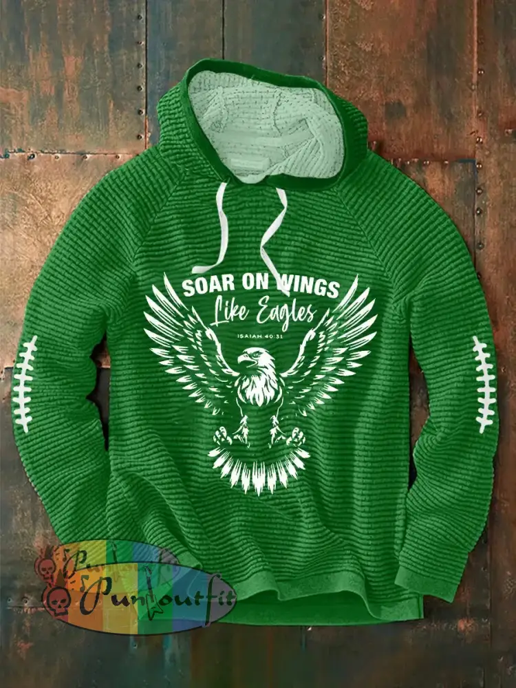 Men’s Football Fans Lovers Gameday Casual Long Sleeve French Terry Hoodie Green / S