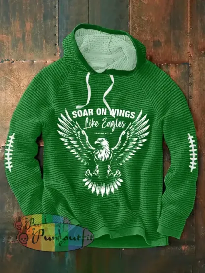 Men’s Football Fans Lovers Gameday Casual Long Sleeve French Terry Hoodie Green / S