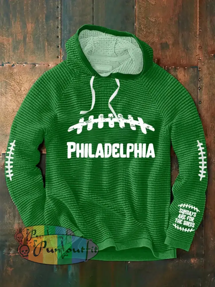 Men’s Football Fans Lovers Gameday Casual Long Sleeve French Terry Hoodie Green / S