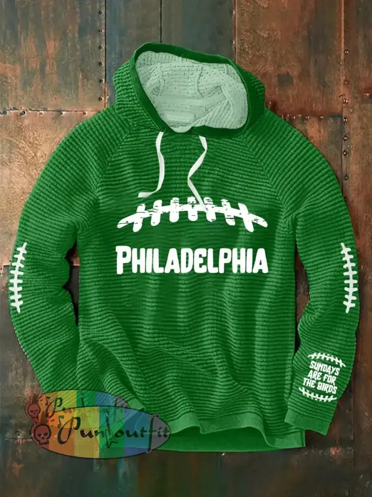 Men’s Football Fans Lovers Gameday Casual Long Sleeve French Terry Hoodie Green / S