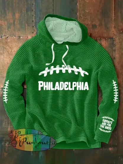 Men’s Football Fans Lovers Gameday Casual Long Sleeve French Terry Hoodie Green / S