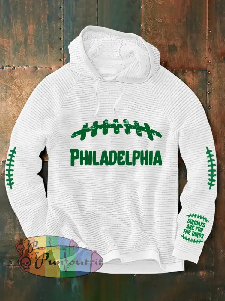 Men’s Football Fans Lovers Gameday Casual Long Sleeve French Terry Hoodie White / S