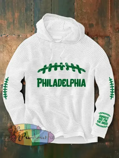Men’s Football Fans Lovers Gameday Casual Long Sleeve French Terry Hoodie White / S