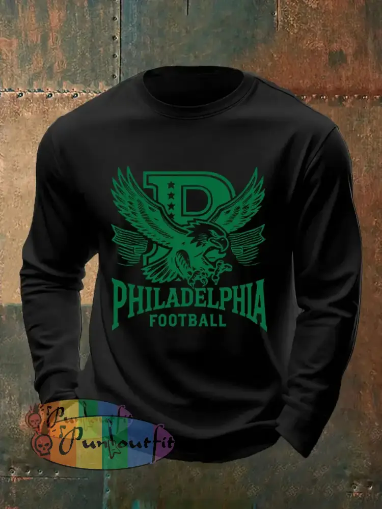 Men’s Football Fans Lovers Gameday Casual Long-Sleeve T-shirt Black / S