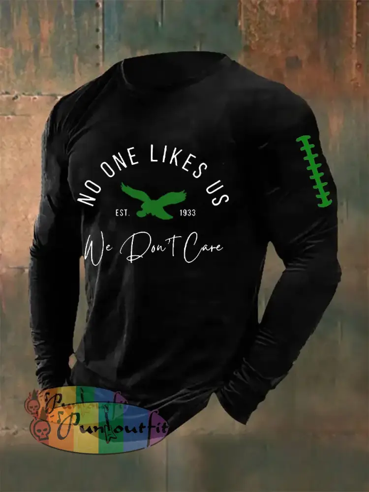 Men’s Football Fans Lovers Gameday Casual Long Sleeve T-shirt Black / S