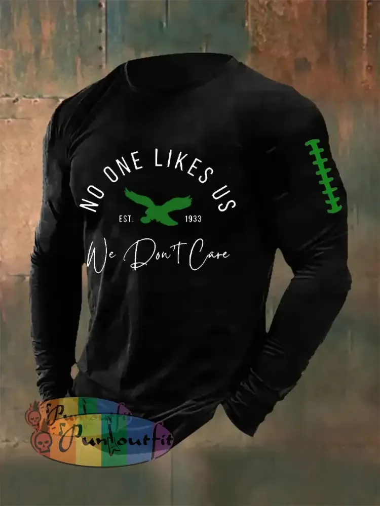 Men’s Football Fans Lovers Gameday Casual Long Sleeve T-shirt Black / S