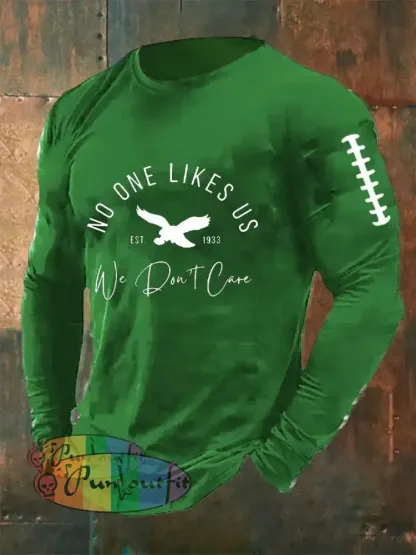 Men’s Football Fans Lovers Gameday Casual Long Sleeve T-shirt Green / S