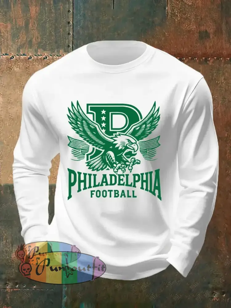 Men’s Football Fans Lovers Gameday Casual Long-Sleeve T-shirt White / S