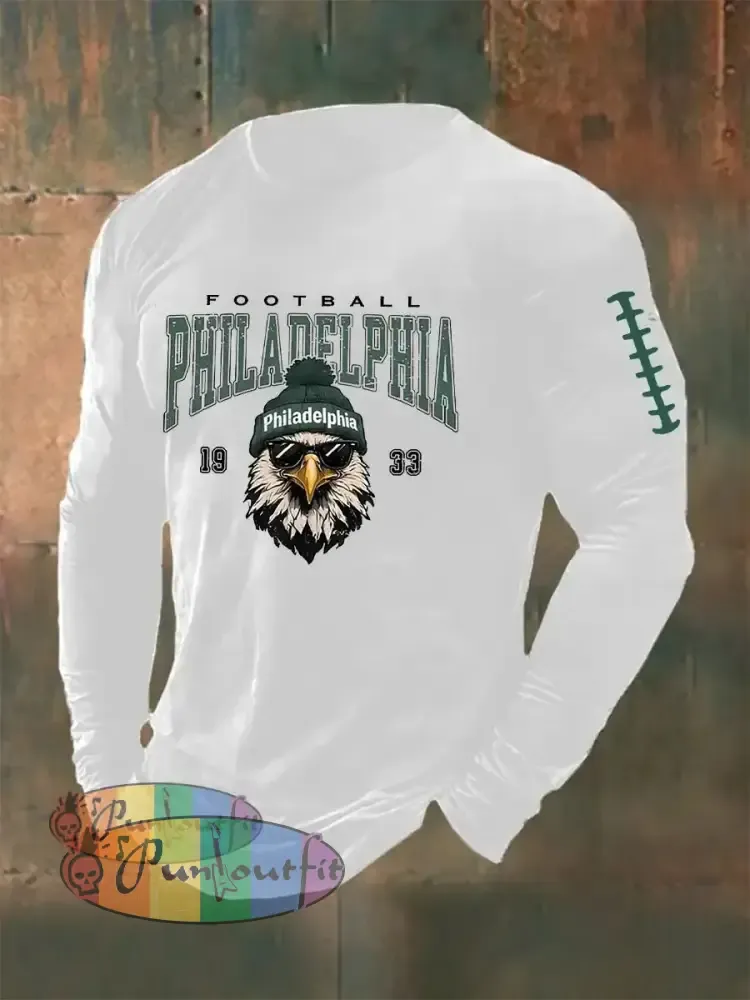 Men’s Football Fans Lovers Gameday Casual Long Sleeve T-shirt White / S
