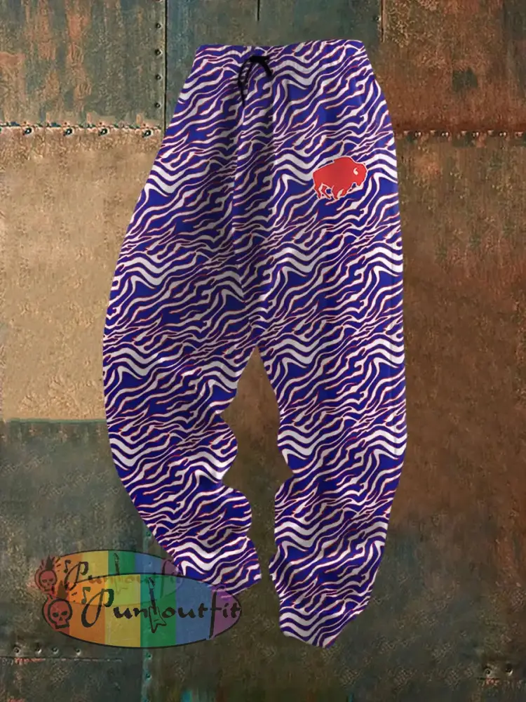 Men’s Football Fans Lovers Gameday Casual Pants Blue-White-Red / S