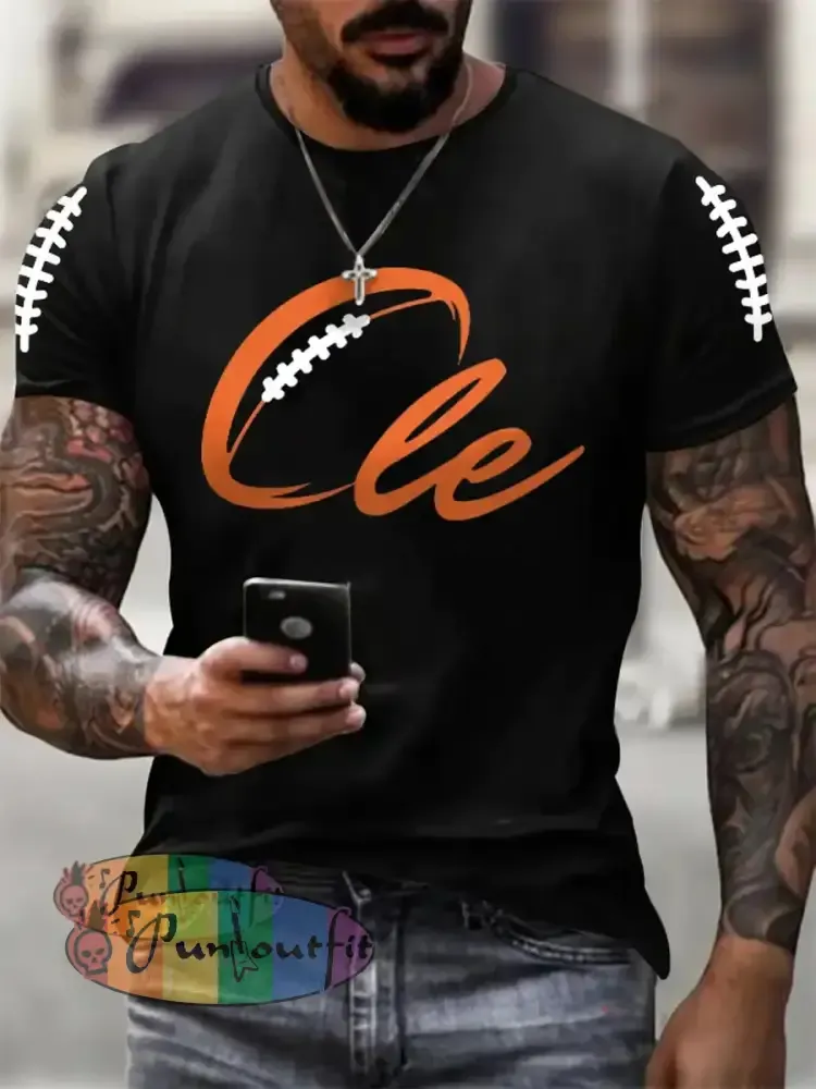Men’s Football Fans Lovers Gameday Casual short sleeves t shirt Black / S